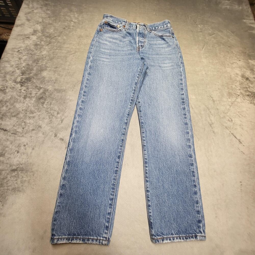Levi's Premium Jeans Womens 25 Blue Wedge Straight Light Wash Denim Button Fly